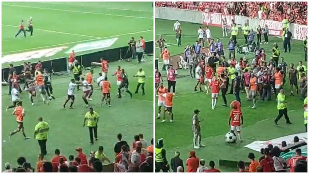 Así fue la batalla campal en el Estadio Beira Rio de Brasil por la eliminación del Inter de Porto Alegre.