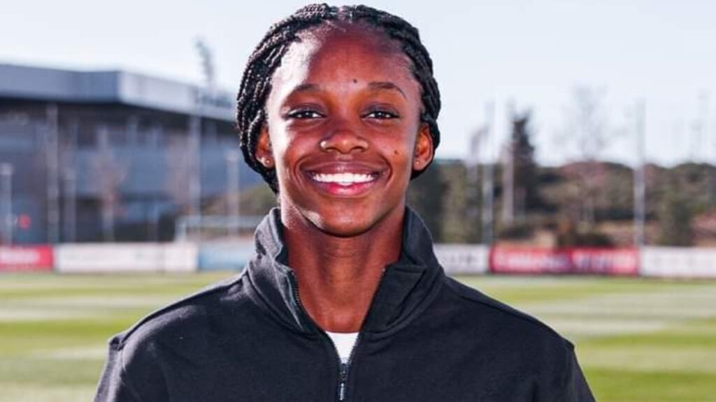 Linda Caicedo, entrenando con el Real Madrid.