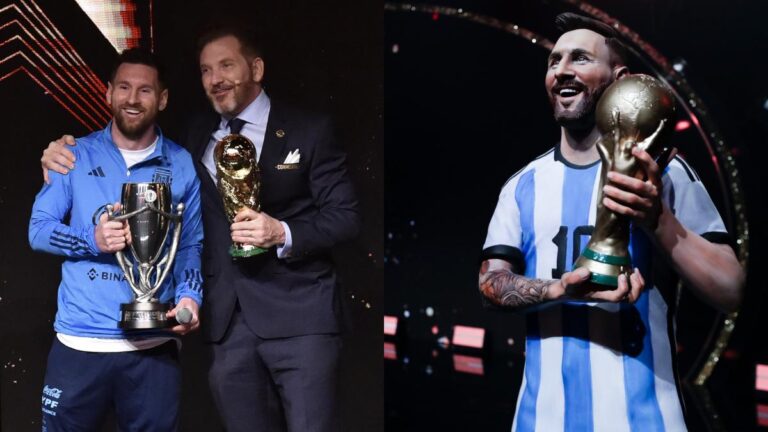 Leo Messi emocionado al develar su estatua en la Conmebol: “Ya era hora de que una selección sudamericana vuelva a ser campeona del mundo”