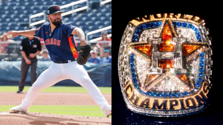 José Urquidy y los Astros reciben los anillos de campeones de la MLB