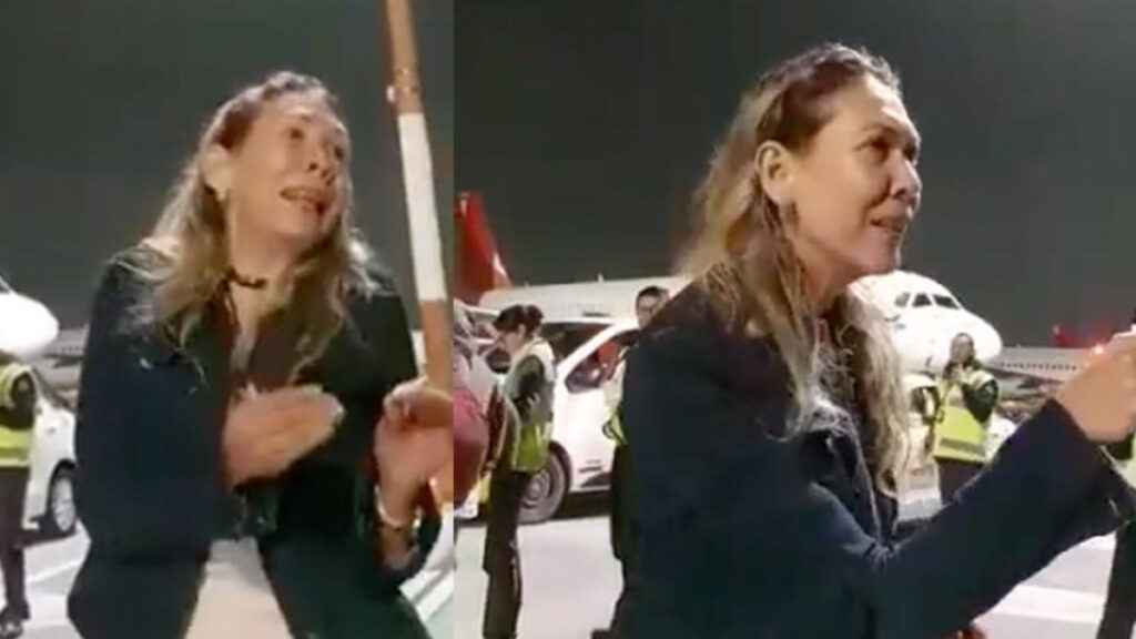 Mujer humilla a policía en aeropuesto de Rionegro. - @DenunciasAntio2.