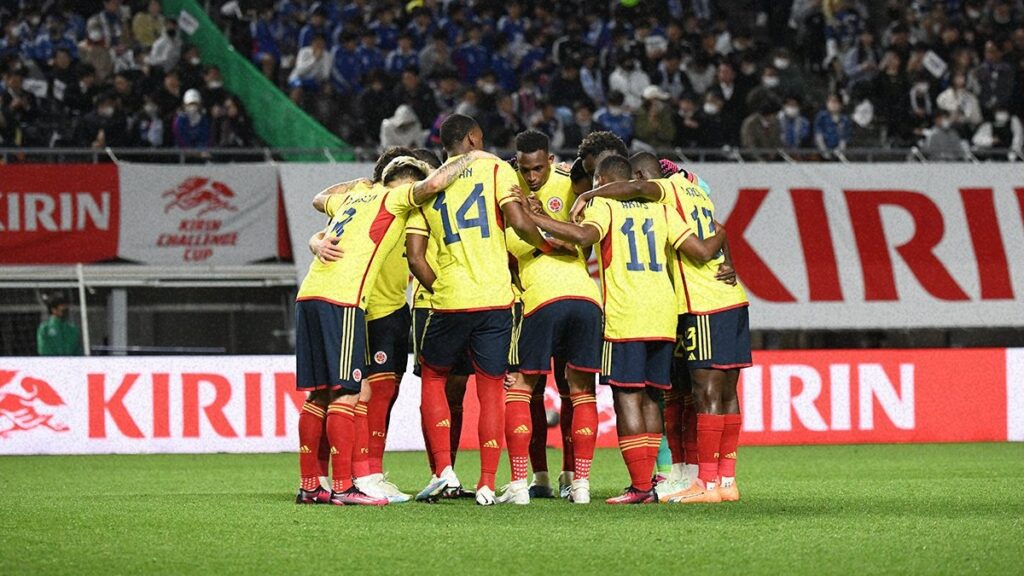 La Selección Colombia, en su partido contra Japón. - @FCFSeleccionCol.