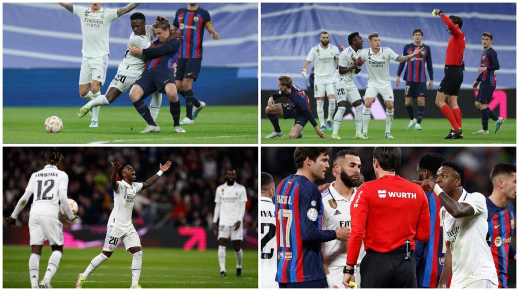 La polémica amonestación a Vinicius en la ida de las semifinales de la Copa del Rey entre Real Madrid y Barcelona