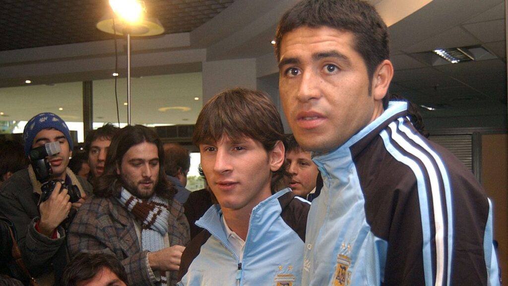 Juan Román Riquelme y Leo Messi, juntos en la Selección Argentina