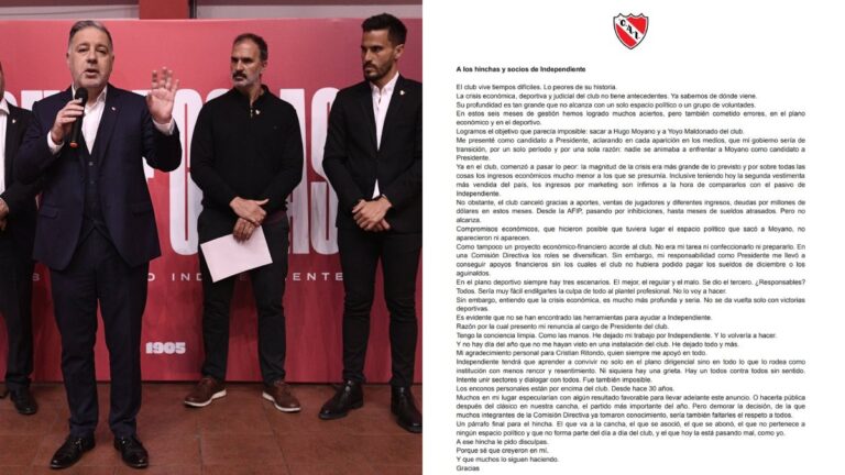 Fabián Doman renuncia como presidente de Independiente