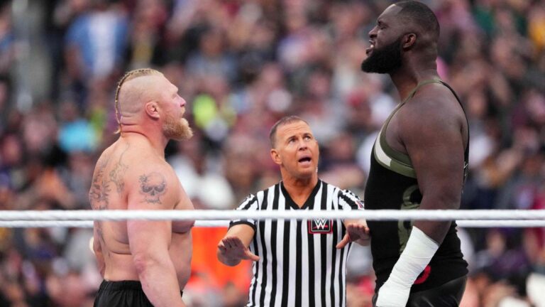 Brock Lesnar vence a Omos en sólo cinco minutos en WrestleMania 39