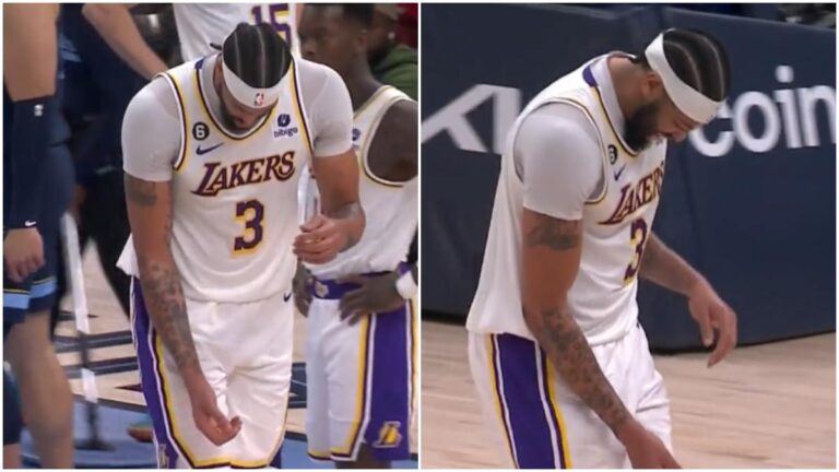Susto en Lakers: Anthony Davis sufre un golpe en el brazo… pero regresa ante Memphis
