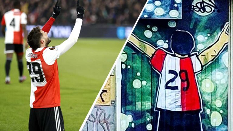 ¡Ídolo total! Santi Giménez es reconocido por la afición del Feyenoord con un mural