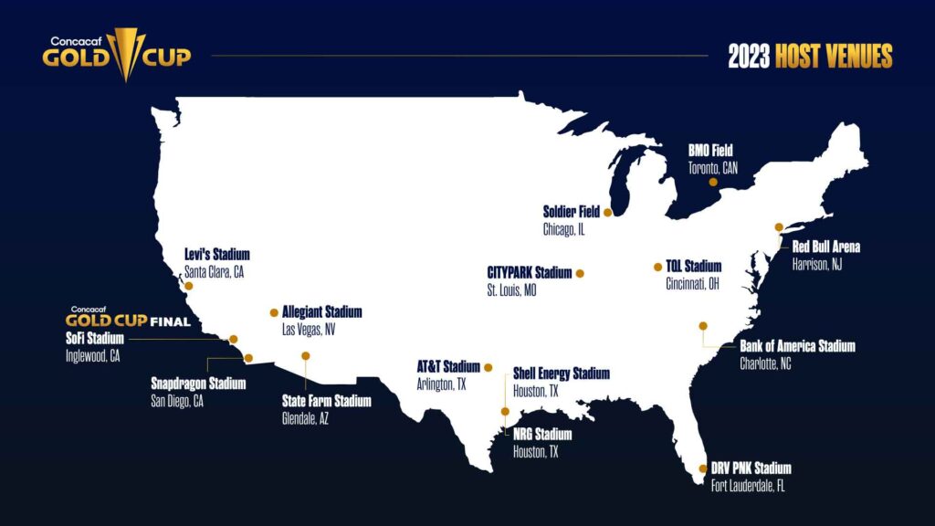 Concacaf anuncia estadios y ciudades sedes para la Copa Oro 2023.