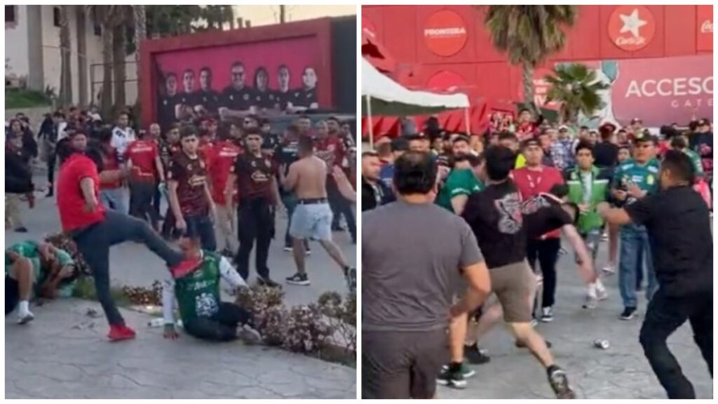 Aficionados de los Xolos de Tijuana generaron violencia afuera del Estadio Caliente contra los seguidores del León.