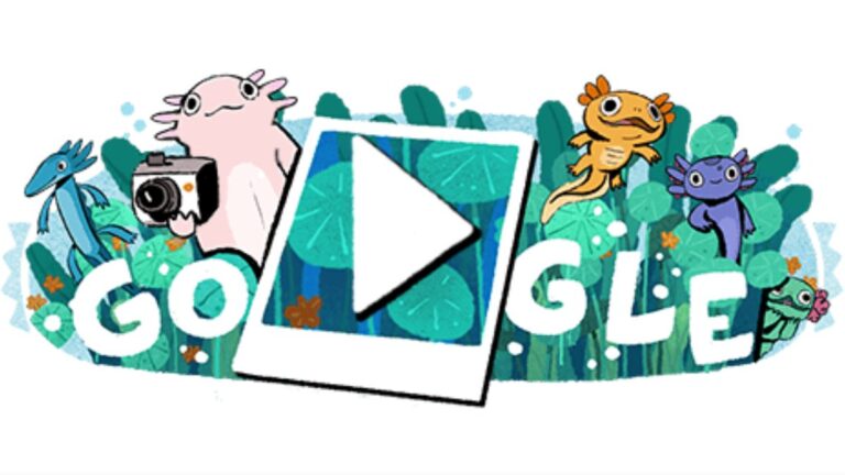 Google celebra al ajolote mexicano y al Lago de Xochimilco con Doodle interactivo, y hasta puedes sacarles foto