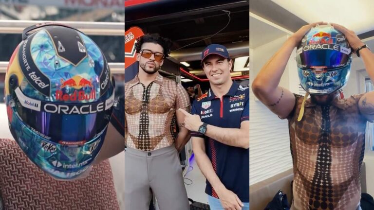 Bad Bunny presenta el casco especial de Checo Pérez para el GP de Mónaco 2023