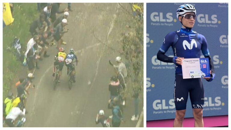 Einer Rubio recibe sanción en el Giro de Italia por empujar a Ben Healy en un puerto de montaña