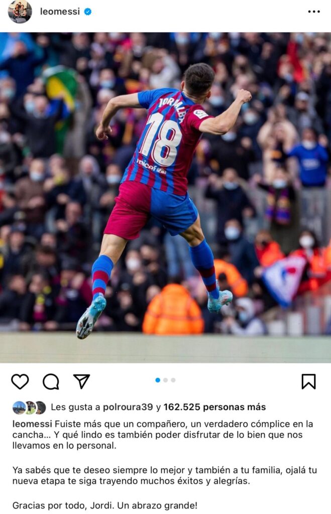 El tierno mensaje de Leo Messi para Jordi Alba por su despedida del Barcelona