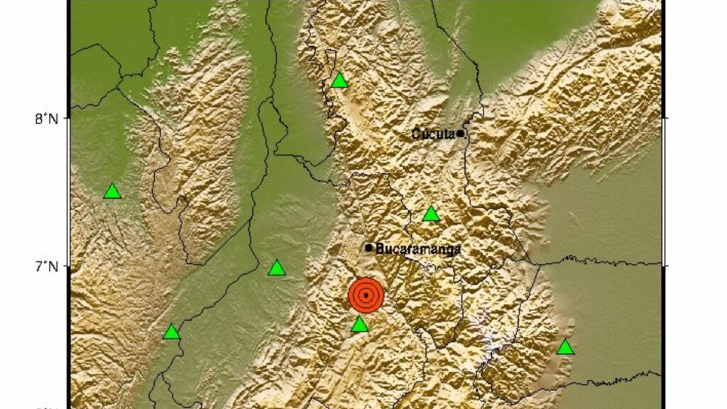 Temblor en Colombia el domingo 28 de mayo con una una magnitud de 5.7 en la escala sismológica de Richter.