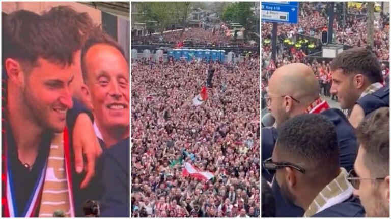 Santiago Giménez: La afición celebra en las calles de Rotterdam el título del Feyenoord