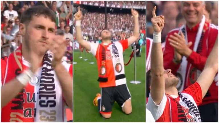 Santi Giménez, ovacionado por la afición del Feyenoord tras la conquista del título de la Eredivisie