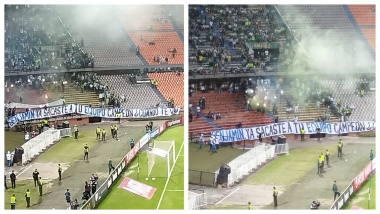 Hinchas estallan en el Atanasio Girardot: pólvora y pancartas contra directivos de Atlético Nacional