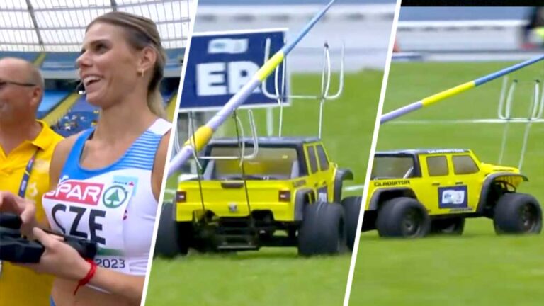 ¡Transporte curioso! Jabalinas son regresadas en coche a control remoto en los Juegos Europeos