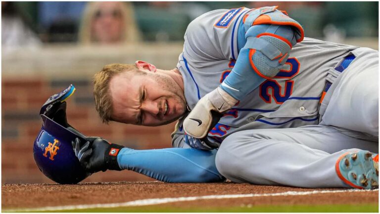 Pete Alonso recibe un impresionante pelotazo que lo pone en la lista de lesionados de los New York Mets