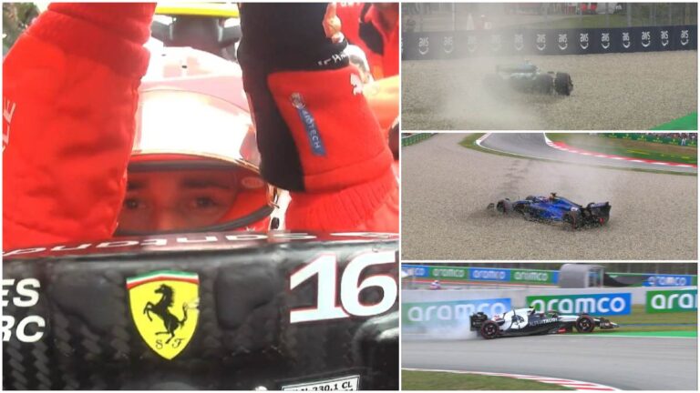 Caos en el inicio de la qualy en el Gran Premio de España: Albon y Bottas con derrapes, bandera roja y Charles Leclerc fuera de la Q1