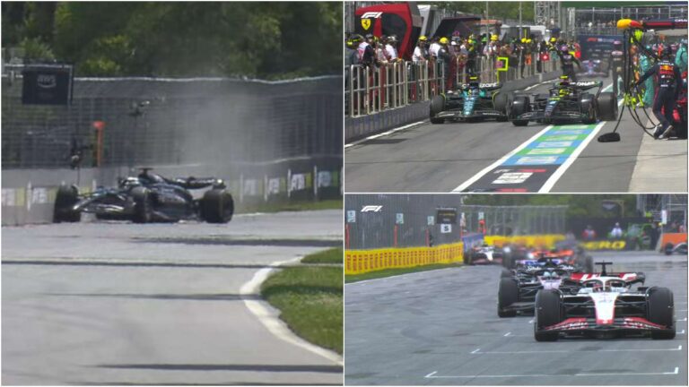 George Russell sufre aparatoso choque y causa un caos durante safety car: Checo Pérez aprovecha y llega al sexto