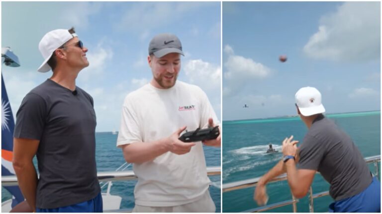 Tom Brady derriba un dron desde un yate de 300 millones de dólares y enciende las redes sociales