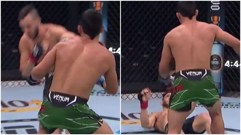 Jesús Aguilar logra su primera victoria en la UFC con el segundo nocaut más rápido en la historia de las 125 libras