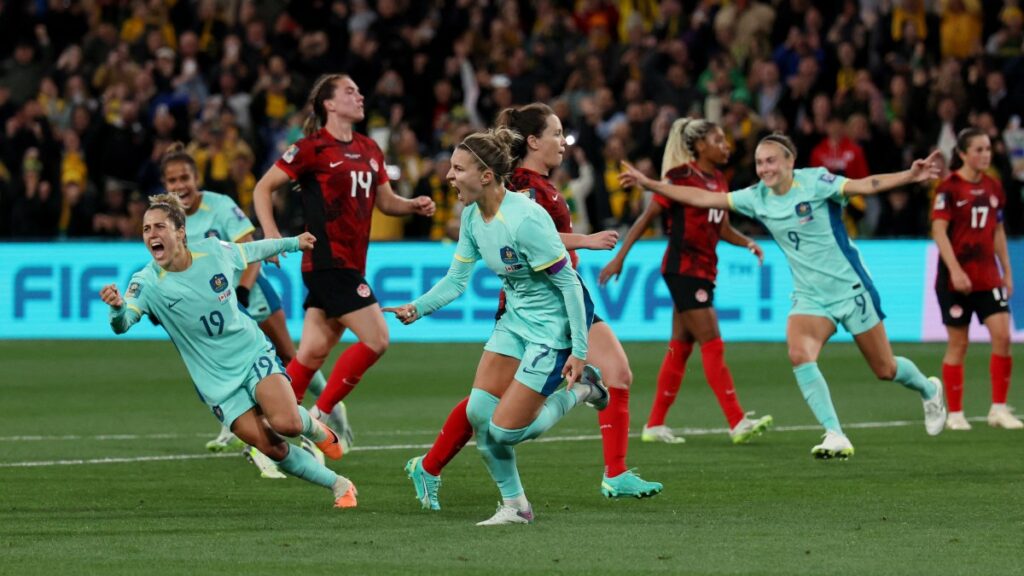 Jugadoras de Australia celebran un gol. - Reuters.