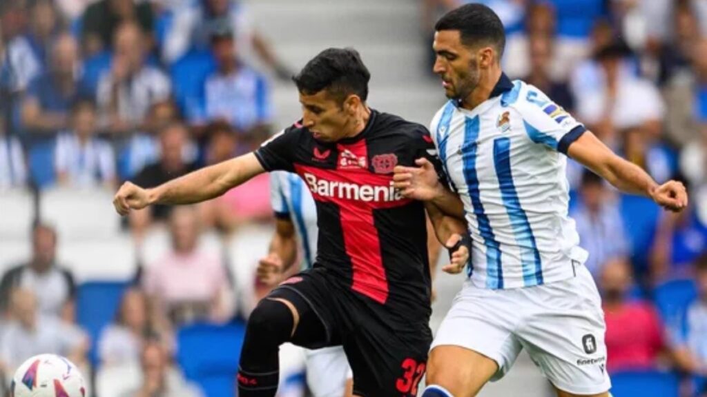 Gustavo Puerta con el Bayer Leverkusen.