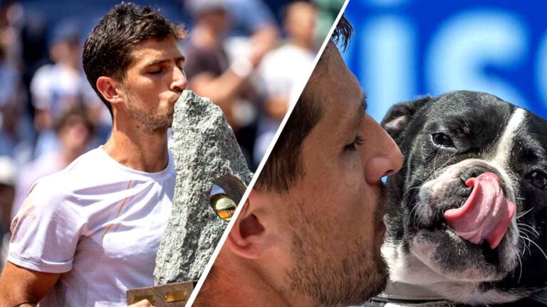 Pedro Cachín gana el Abierto de Suiza y lo celebra en cancha con su perro