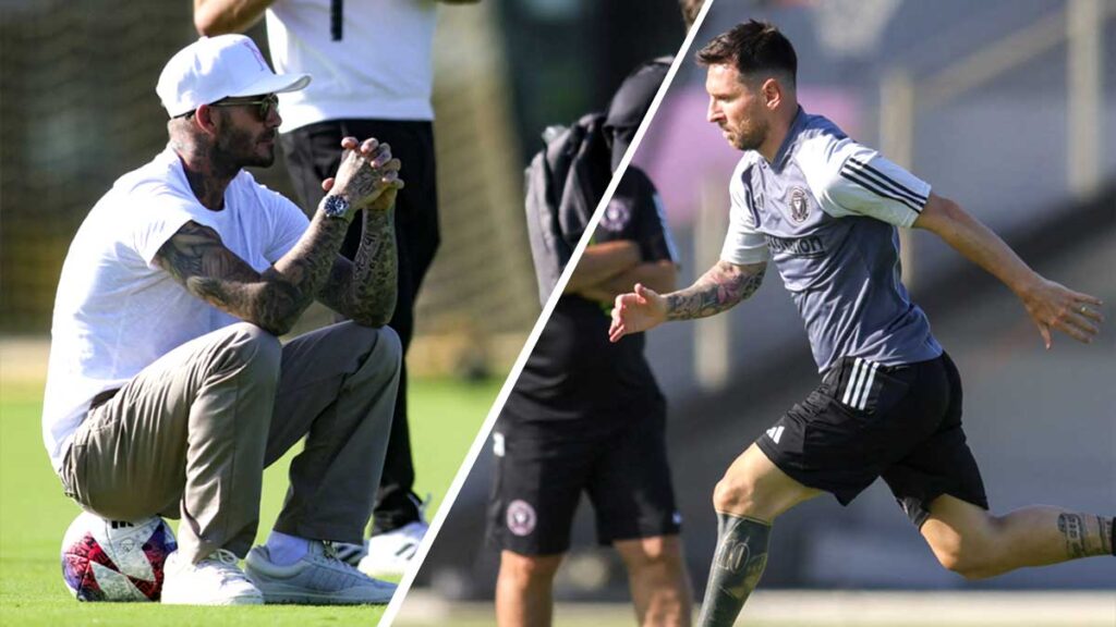 David Beckham estuvo presente en el primer entrenamiento de Messi con el Inter Miami. Reuters