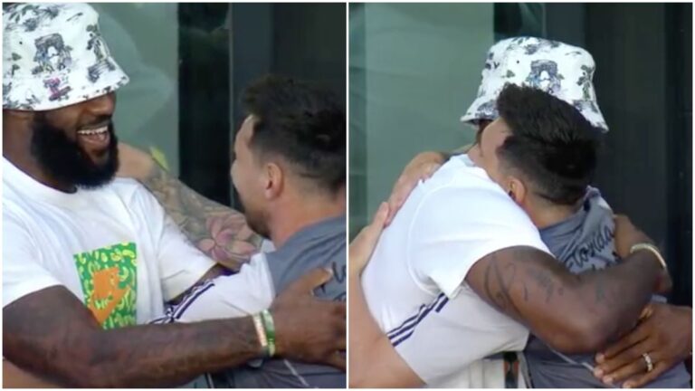 LeBron James se funde en un abrazo con Leo Messi y David Beckham