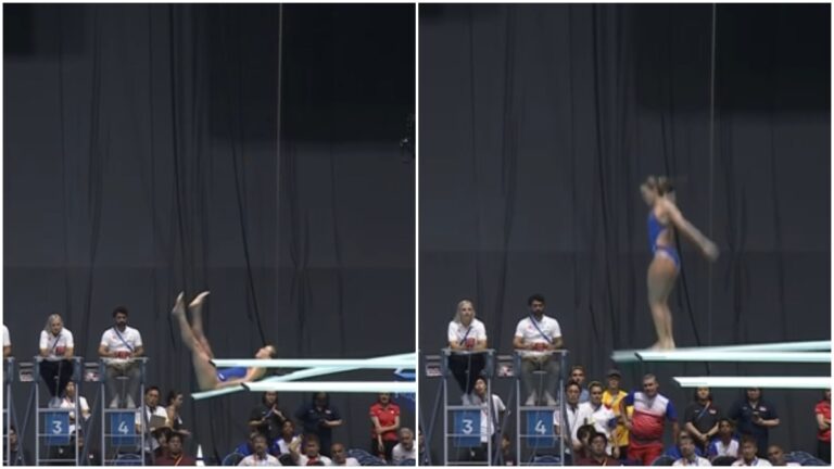¡Sin calificación! La brasileña Luana Lira se resbala, repite el clavado pero no puede continuar
