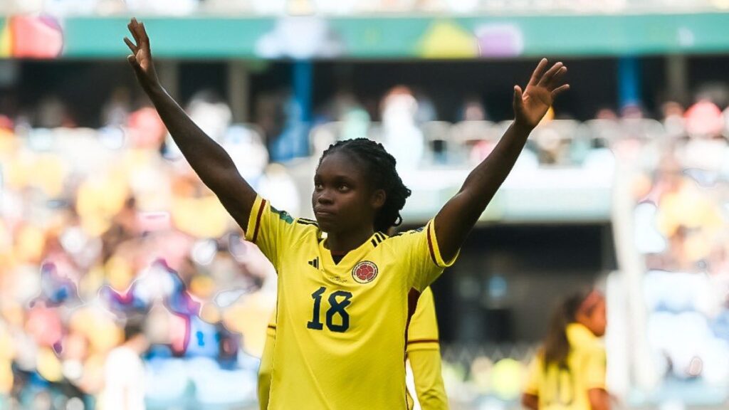 Linda Caicedo celebra su gol. - @FCFSeleccionCol.