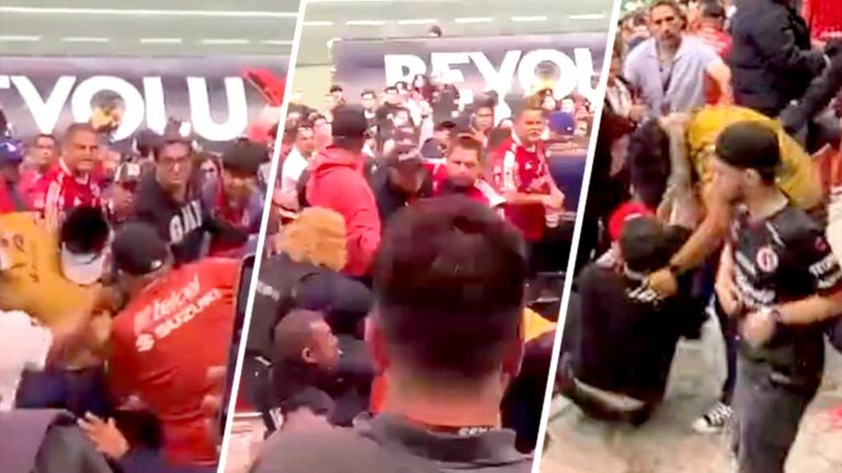 ¡Lamentable! Violenta pelea entre aficionados de Xolos y Pumas en el inicio de la Liga MX