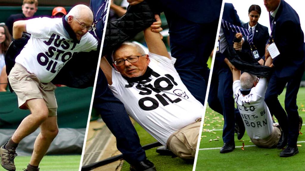 Un activista de "A Just Stop Oil" irrumpe en la Cancha 18. Reuters