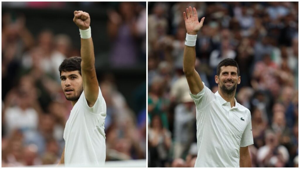 Carlos Alcaraz y Novak Djokovic. - @Wimbledon.