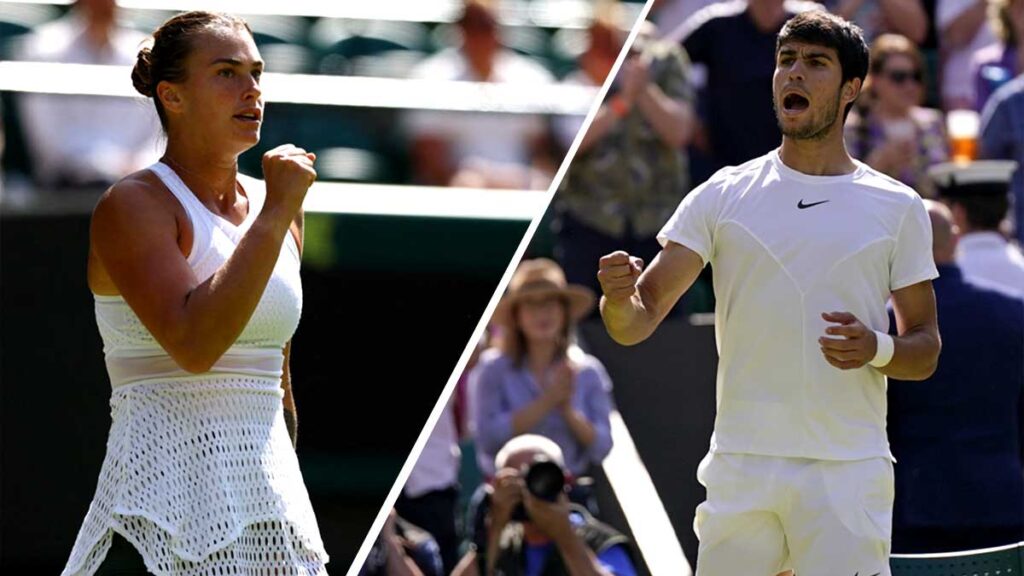 Aryna Sabalenka y Carlos Alcaraz, avanzan sin problemas en Wimbledon. Reuters/AP