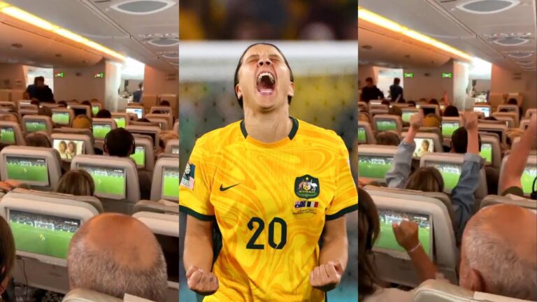 ¡Desde los aires! Pasajeros de un avión disfrutan en vivo el dramático pase de Australia a las semifinales del Mundial Femenil