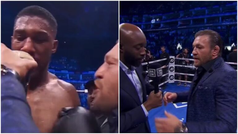 El momento más raro de Conor McGregor: le da una cerveza a Anthony Joshua, sube al ring y reta a KSI a una pelea