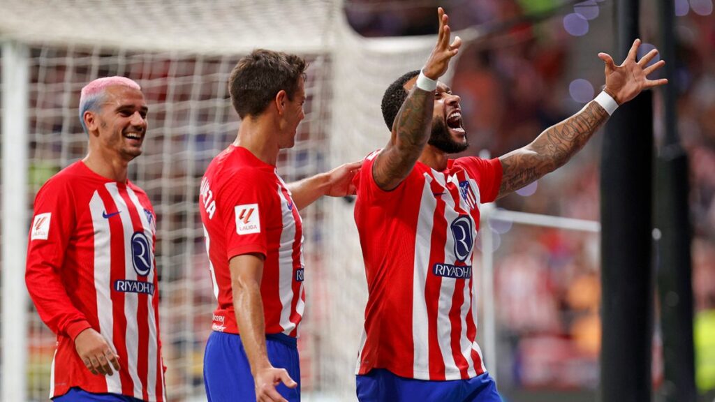 Jugadores del Atlético celebran en un gol. - @Atleti.