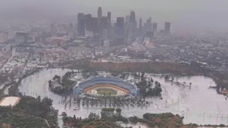 ¡Impresionante! Tormenta Hilary provoca inundación en el Dodger Stadium