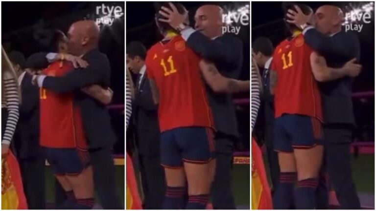 Luis Rubiales festeja de manera polémica el título de España en el Mundial Femenil al besar a Jenni Hermoso