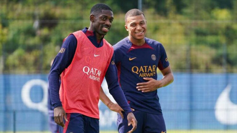 El PSG ya presume a su nueva dupla: Mbappé y Dembélé entrenan por primera vez