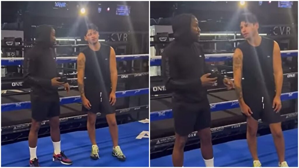 Floyd Mayweather y Ryan Garcia en un entrenamiento | Captura de Pantalla