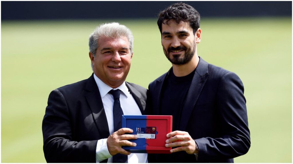 Joan Laporta e Ilkay Gundogan | Reuters; Gea