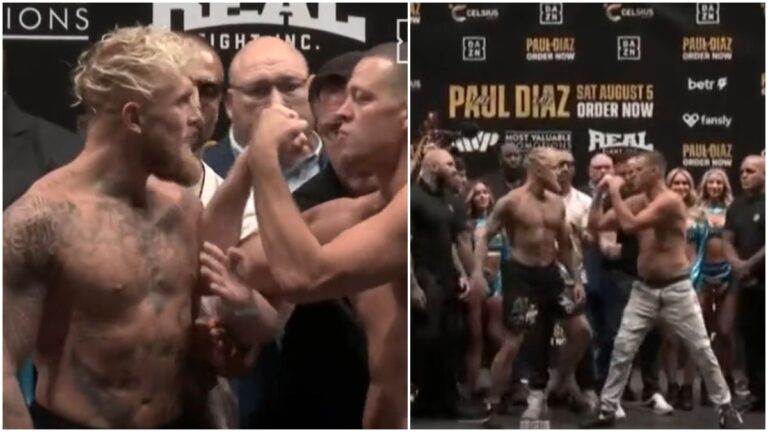 Tenso pesaje entre Jake Paul y Nate Diaz: A punto de desnudarse para dar las 185 libras