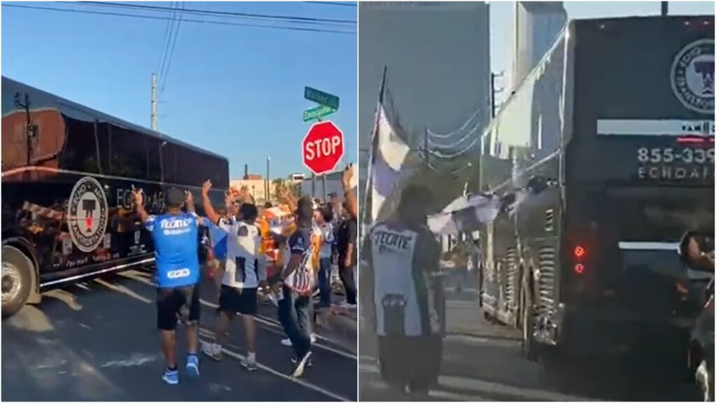 Aficionados de Rayados lanzan objetos al autobús de Tigres