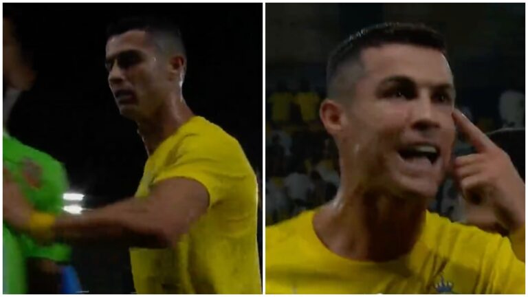 ¡Cristiano Ronaldo explota! Encara al árbitro y empuja a un elemento de seguridad en el duelo ante el Shabab Al-Ahli
